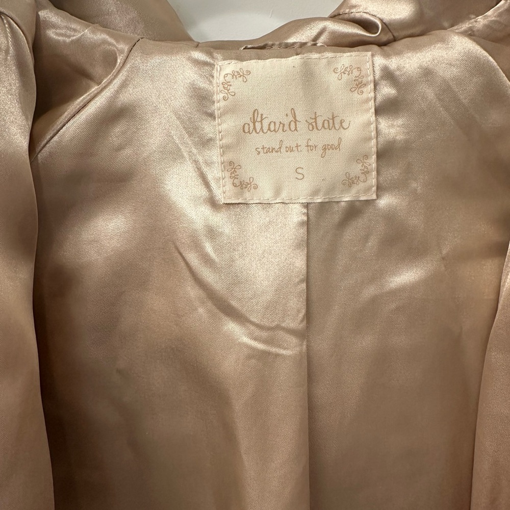 Altar'd State Sherpa Satin Tan Jacket - Picture 2 of 3